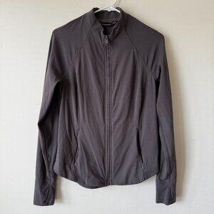 Athleta Salutation Workout Yoga Pilates Studio Jacket w/ Pockets in Taupe/Brown